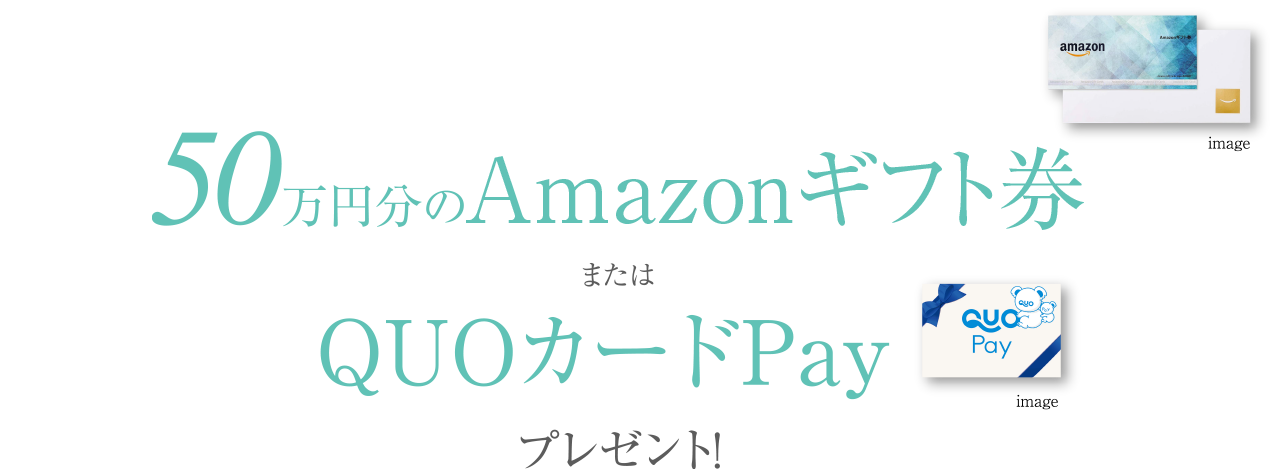 50万円分のAmazonギフト券またはQUOカードPayプレゼント!