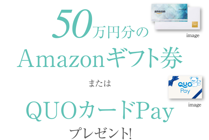 50万円分のAmazonギフト券またはQUOカードPayプレゼント!